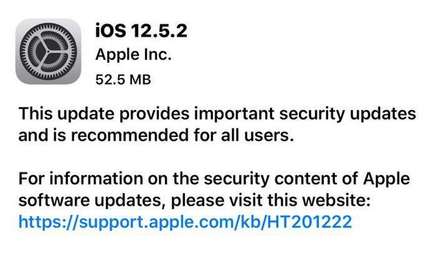 响水苹果手机维修分享iOS12.5.2发布，建议所有老苹果用户安装 